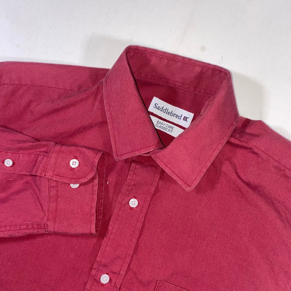 Saddlebred Mens Classic Fit Easy Care‎ Button Down Dress Shirt Medium
